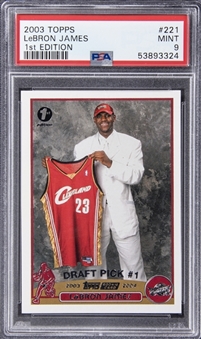 2003-04 Topps 1st Edition #221 LeBron James Rookie Card - PSA MINT 9